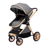 Poussette bébé en lin avec nacelle haute, siège inclinable multifonction pliable, landau de voyage pour nouveau-né jusqu'à 3 ans