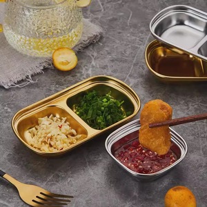 ถาดใส่เครื่องปรุงสแตนเลส 304 แบบหนาพิเศษ สองหรือสามช่อง สำหรับบาร์บีคิว หม้อไฟ คิมจิ - Product Image 4