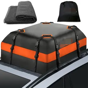 TIROL 15CUB पैर सभी मौसम काले नारंगी निविड़ अंधकार कार छत वाहक डेरा डाले हुए छत के कार्गो सामान यात्रा बॉक्स बैग सभी फिट बैठता है कार