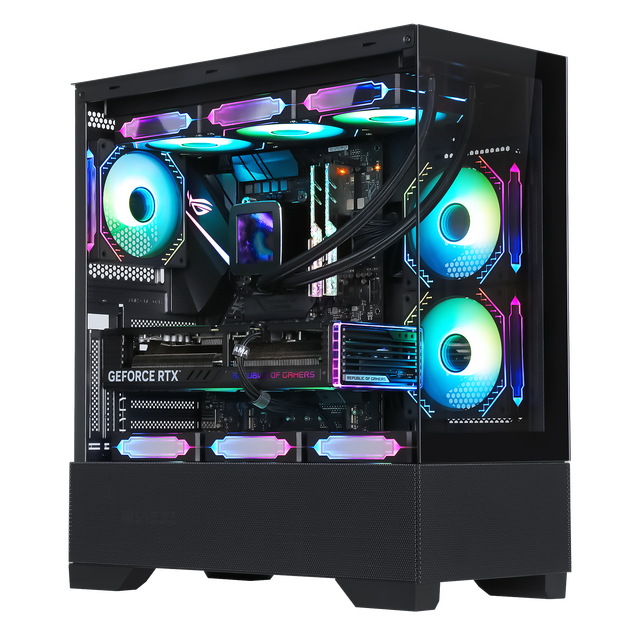 SAMA 4308 Tempered Glass + Mesh Panel Mid Tower ATX PC Case for Gaming Computer Case & Tower with RGB Fans