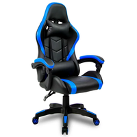Chaise de jeu entièrement personnalisée avec rembourrage, pivotante à 135 degrés, en cuir écologique bleu, avec réglage de la hauteur et de l'inclinaison