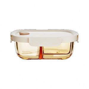 Square Lattice Glass Lunch Box Microwave Safe Airtight Insulated Portable Food <b>Container</b> with Lid for Office Workers Students - Product Image 5