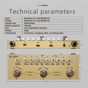 Processeur de guitare acoustique Cube <span class=keywords><strong>M</strong></span>-VAVE Baby AC Pro 9 AMP/IR Sims Dly/Chs/Rvb <span class=keywords><strong>FX</strong></span> Interface audio USB Type-C Recharge - Product Image 5