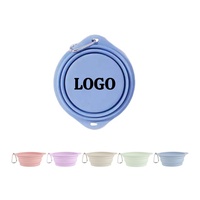 Bols de voyage pliables pour animaux de compagnie en TPE sans BPA, 350 ml, couleur macaron, avec mousqueton portable pour l'intérieur et l'extérieur, logo personnalisé