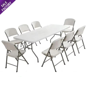 Tavolo <span class=keywords><strong>Pieghevole</strong></span> Portatile da Esterno, Mobili Pieghevoli, Tavoli Rotondi <span class=keywords><strong>in</strong></span> <span class=keywords><strong>Plastica</strong></span> Bianca da 6 Piedi con Sedie per Eventi e Feste all'Aperto - Product Image 2