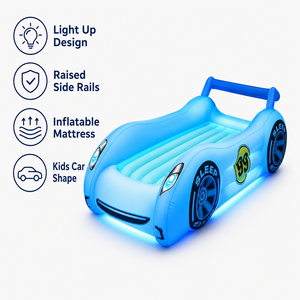 Materasso Gonfiabile per Bambini a Forma di Auto con Luci LED, <span class=keywords><strong>Letto</strong></span> <span class=keywords><strong>da</strong></span> <span class=keywords><strong>Viaggio</strong></span> in PVC per Pernottamenti, OEM ODM Vendita all'Ingrosso - Product Image 3