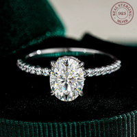 Bague de fiançailles et d'éternité en argent sterling 925 de luxe avec moissanite taille ovale et halo, 3 carats, pour femme, magnifique bijou
