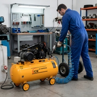Compresseur d'air portable haute vitesse lubrifié, refroidi par air, alimenté en courant alternatif, 200L, avec moteur et roulement, 450L/min, personnalisé par l'usine SHENYUAN