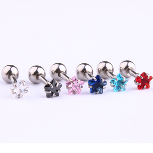 In acciaio inox Prong Set 4 millimetri Stella CZ <span class=keywords><strong>Piercing</strong></span> Bilanciere <span class=keywords><strong>Trago</strong></span> <span class=keywords><strong>Orecchino</strong></span> - Product Image 1