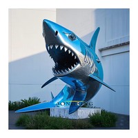 Sculpture de requin en acier inoxydable poli miroir personnalisable, statue d'animal marin sur mesure pour la décoration des places publiques et des aquariums