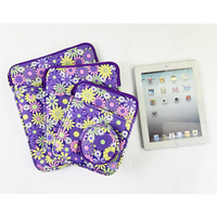 Housse de protection souple pour ordinateur portable en néoprène coloré avec fermeture éclair, étui pour rouge à lèvres et porte-clés