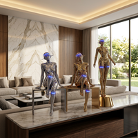 Estatua de Resina de Robot Humanoide con Luz LED Futurista Grande para Decoración de Hoteles, Centros Comerciales y Salas de Exposiciones