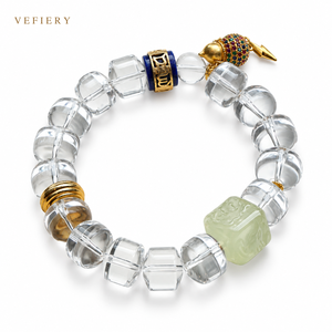 Pulsera de Cuarzo Transparente Natural al por Mayor, Joyería Elástica con Cuentas de Cristal Grandes para Mujer, Fabricación Personalizada OEM - Product Image 1