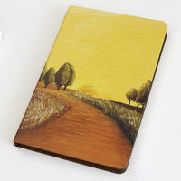 Carnet à couverture rigide A5 avec papier ligné, design de reliure thermique à ouverture plate, inspiré de la célèbre peinture Nuit étoilée de Vincent van Gogh