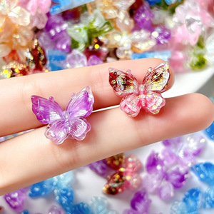เคสโทรศัพท์แบบทำเอง พวงกุญแจเรืองแสงในที่มืด สองชั้น 3 มิติ เรซิ่นรูปผีเสื้อ ประดับเพชรตกแต่งเล็บ - Product Image 3