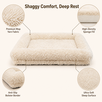 Cama Rectangular de Felpa Chenille para Perros, Esponja Ortopédica Ecológica de Alta Densidad, Funda Extraíble y Lavable, Base Antideslizante, OEM al por Mayor