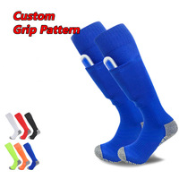 Chaussettes de football professionnelles antidérapantes OEM longues et personnalisées avec poche pour protège-tibias pour hommes sportifs