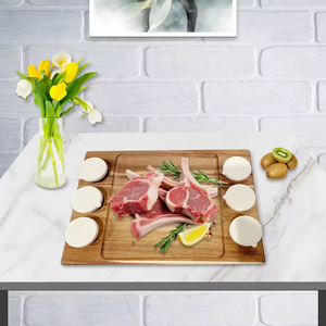 Bandeja para servir alimentos de madera cuadrada extra grande de primera calidad con tazas de acero inoxidable para tabla de charcutería en la cocina - Product Image 2