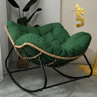 Fauteuil à bascule de luxe en rotin, design moderne, pour extérieur, salon, chambre, restaurant, en fer forgé et tissu cuir