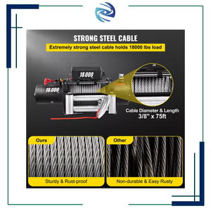 כננת חשמלית 4000 ליברות 240 וולט 500-1000 ק\\\"ג עם שלט רחוק כפול ו-12 וולט עם כבל ארוך - Product Image 5