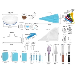 Kit complet d'outils de pâtisserie : douilles de décoration, moule à tartelettes, moule à gâteau, plaque à pizza, support tournant pour pâtisserie et desserts, kits de décoration pour la maison - Product Image 6
