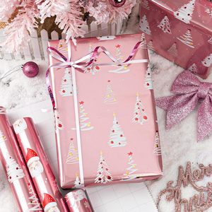 Pink Christmas Wrapping <b>Paper</b> Aluminum-coated <b>paper</b> packaging <b>paper</b> Christmas tree <b>pattern</b> wrapping <b>paper</b> - Product Image 2