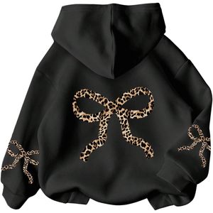 Sweat-shirt à capuche pour femme FOXA, imprimé léopard, manches longues, style Y2K, tissu tricoté respirant, 360 grammes - Product Image 1