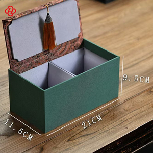 Vintage <strong>Ceramic</strong> Teapot Gift <strong>Box</strong> with Brocade Fabric Cup Storage Tassel Square Wood <strong>Jewelry</strong> <strong>Box</strong> - Product Image 4