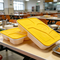 Boîte bento jetable à 5 compartiments, compatible micro-ondes, en plastique PP, pour plats chauds à emporter