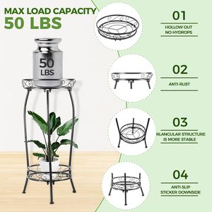Soporte <span class=keywords><strong>para</strong></span> Plantas de Interior y Exterior de 2 Niveles, 27 Pulgadas de Alto, Soporte Metálico <span class=keywords><strong>para</strong></span> <span class=keywords><strong>Macetas</strong></span>, Estante <span class=keywords><strong>para</strong></span> <span class=keywords><strong>Macetas</strong></span>, Estante <span class=keywords><strong>para</strong></span> Plantas Resistente - Product Image 4