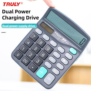 Calculatrice promotionnelle à affichage 12 chiffres – Durable, à énergie solaire, avec piles AAA remplaçables – Calcul rapide – Noire - Product Image 2