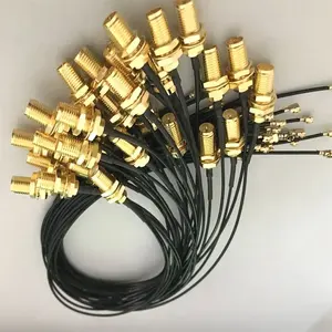 Pasokan pabrik RP polaritas terbalik SMA SMA Female Bulkhead ke ipex ufl konektor WIFI cable assembly dengan 1.13mm kabel Pigtail