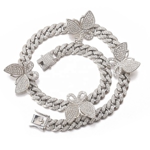 Chaîne à maillons cubains Ice Out <span class=keywords><strong>papillon</strong></span> personnalisé collier à breloques bijoux - Product Image 3