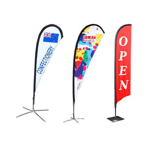 Drapeaux de plumes de vent de bienvenue pour les affaires à l'extérieur des bannières de drapeau de lame coudée publicitaire double face - Product Image 1