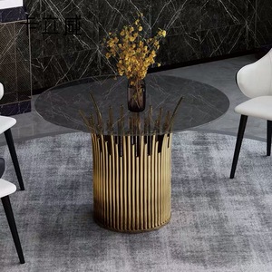 <span class=keywords><strong>Nero</strong></span> rotonda in <span class=keywords><strong>vetro</strong></span> temperato <span class=keywords><strong>tavolo</strong></span> da pranzo con oro argento base in acciaio inox per la casa albergo ristorante sala da pranzo - Product Image 1