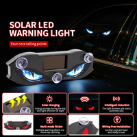 1 lampe de signalisation LED solaire en forme d'œil de démon pour fenêtre de voiture, avec ventouse, rouge clignotante