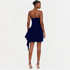 <b>Sexy</b> Solid Bodycon Velvet Tube <b>Dress</b> Tie Belt-Slim-Fitting Natural Waist Sleeveless Mini <b>Dress</b> Women Washable Off-the-Shoulder - Product Image 4