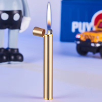 Briquet à gaz portable en alliage de zinc, mini, rond, avec roue à grattage et silex, vente en gros