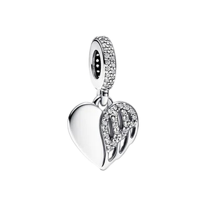 Charmes en argent sterling 925 plaqués or rose avec zircon en forme de cœur - Pendentifs tendance pour la fabrication de bijoux pour femmes, cadeaux - Product Image 3