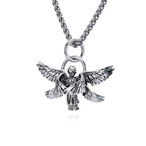 Collana Tempusort da uomo con ciondolo a forma di angelo a sei ali placcato oro 18 carati in acciaio inossidabile, gioiello alla moda per feste - Product Image 2