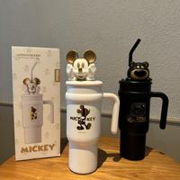 Gobelet isotherme en acier inoxydable de dessin animé, thermos à café pour filles, bouteille d'eau avec paille