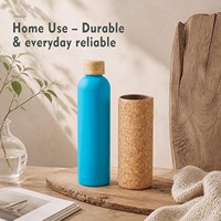 Botol Air Sauna Stainless Steel Berinsulasi Dinding Ganda 34 oz, Dingin Saat Disentuh, dengan Tutup Gabus & Selongsong Neoprena yang Dapat Dilepas