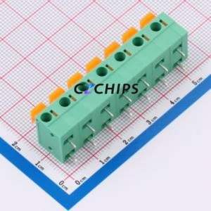 MX142R-7.62-07P-GN01-Cu-A Spring Terminal Block Bent Lead Through Hole,P=7.62mm Connector 1x7P 7.62mm Green Right Angle Insert - Product Image 1