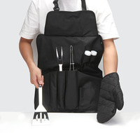 Ensemble de 7 ustensiles de barbecue en acier inoxydable avec tablier, fourchette à barbecue d'extérieur, spatule à poisson et pinces à aliments