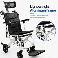 Fauteuil roulant portable AndCare en aluminium 18'' 20'' 22'' pour personnes âgées et handicapées - Fournitures de réadaptation thérapeutique avec siège rembourré