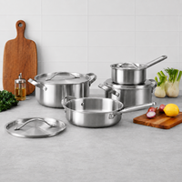 Ensemble d'ustensiles de cuisine en acier inoxydable, directement de l'usine, batterie de cuisine multi-pièces compatible induction, fabrication OEM ODM
