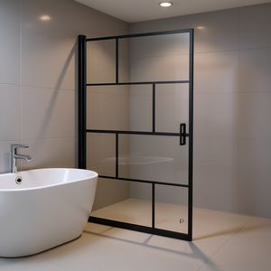 Porte de douche noire ESG 31,5x55,1 avec cadre et charnières, verre trempé, design minimaliste - Product Image 2