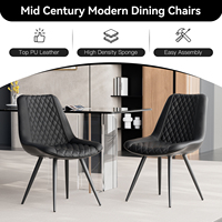 Chaises de salle à manger modernes sans accoudoirs en cuir PU, assise rembourrée douce, dossier haut, pieds en métal robustes, mobilier de restaurant