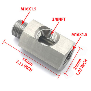 ข้อต่อเทอร์โบเครื่องยนต์แบบมีรูด้านข้าง M16X1.5 3/8NPT พร้อมเกจวัดแรงดันน้ำมัน อะแดปเตอร์สแตนเลสสำหรับดัดแปลงรถยนต์ - Product Image 1