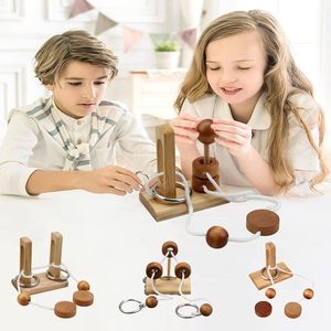 Puzzle en <span class=keywords><strong>corde</strong></span> en <span class=keywords><strong>bois</strong></span> classique Set Ring Puzzles String Solution <span class=keywords><strong>Casse</strong></span>-tête central pour adultes/enfants Jeu - Product Image 2
